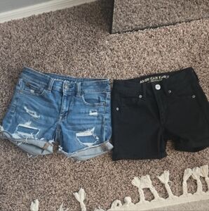 American Eagle Outfitters Blue and Black Jean Shorts